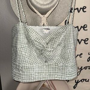 ARULA Green and White Gingham Tank